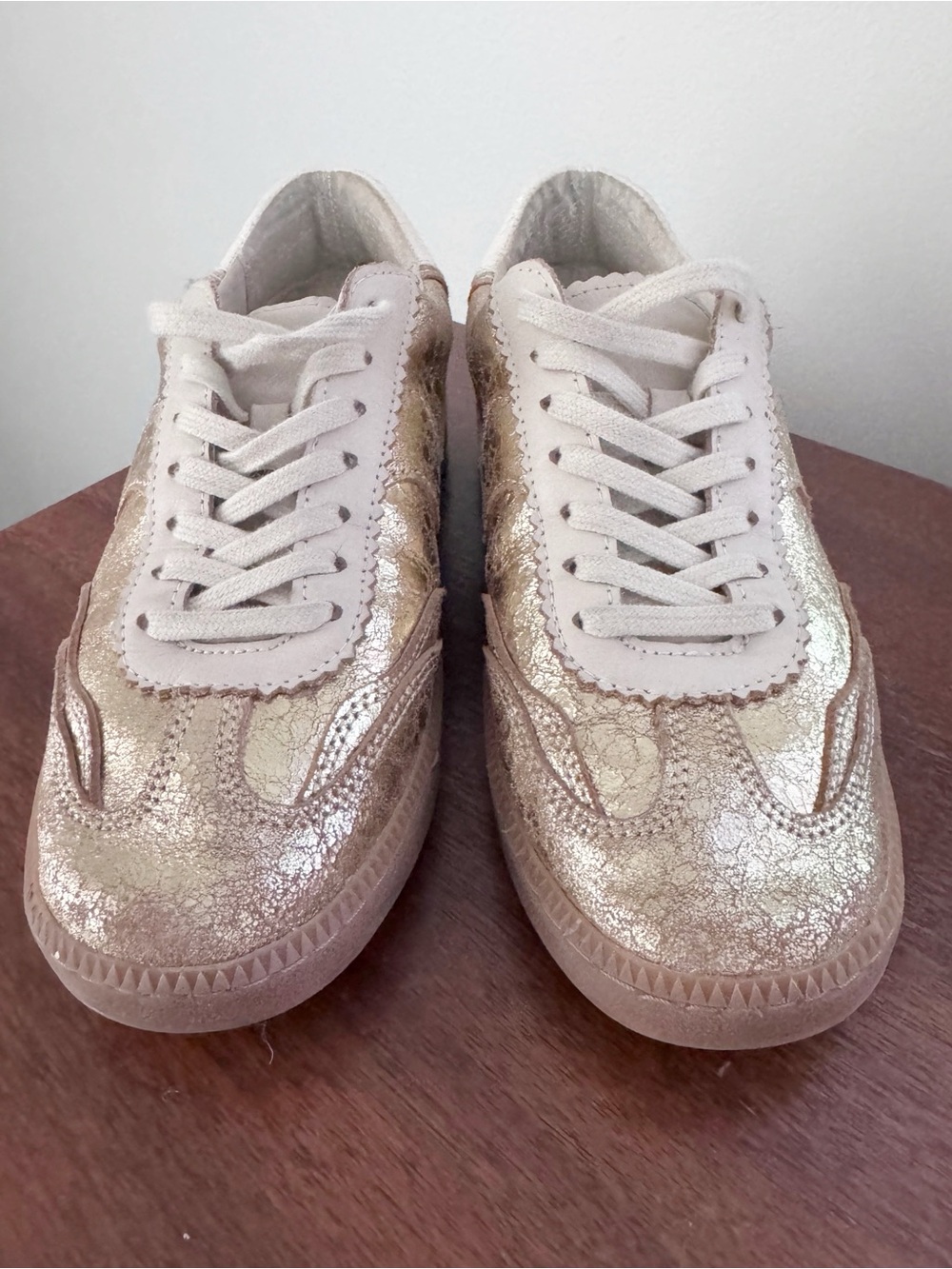 Dolce Vita Metallic  Gold Lace-Up Sneakers - 6.5 - Anthropolgie